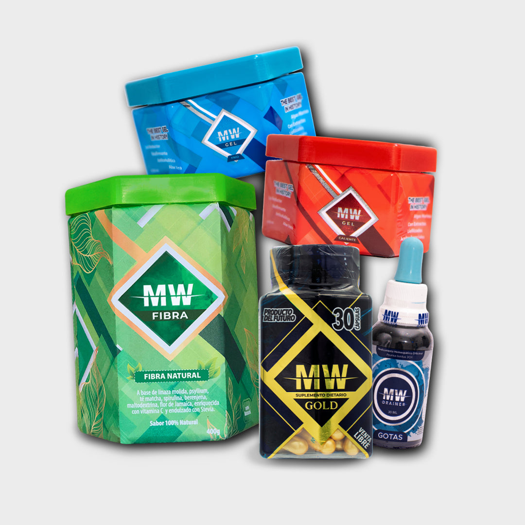KIT 5 GOLD (MW GOLD+ DETOX DROPS + FIBER + GELS)